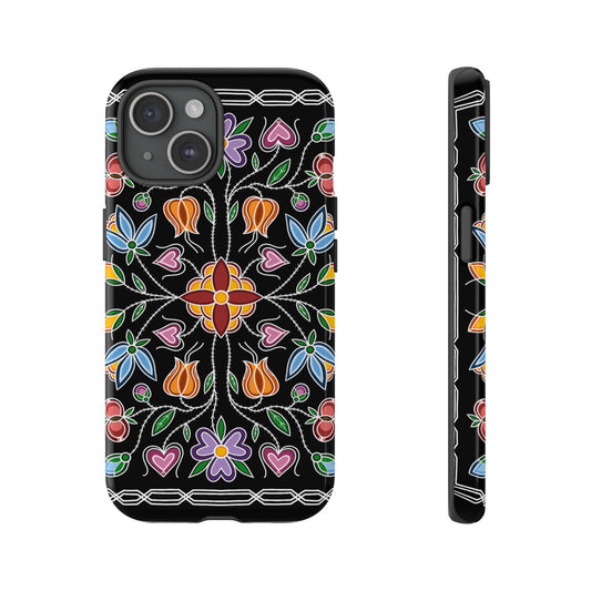 Gashkibidaagan Ojibwe Floral Tough Phone Cases - Black