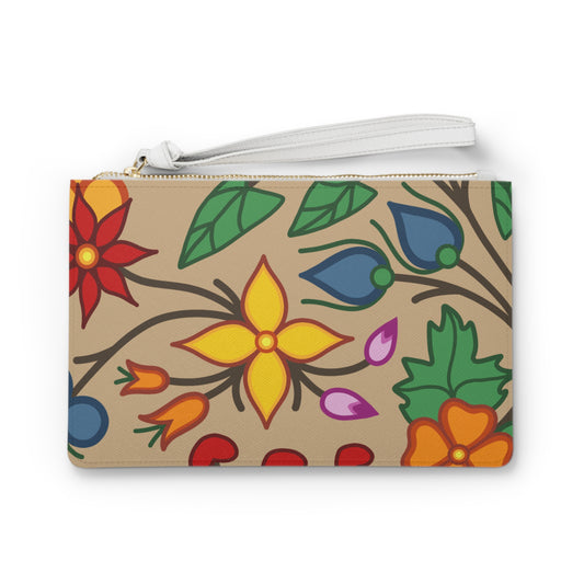 Woodland Design Ojibwe Floral Clutch Bag - Beige