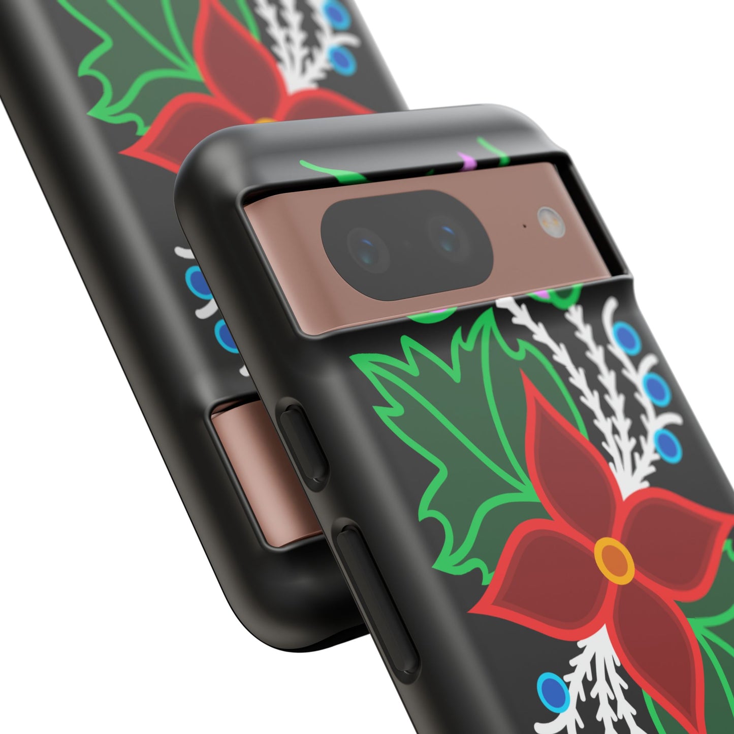 Traditional Ojibwe Floral Tough Phone Cases - Black