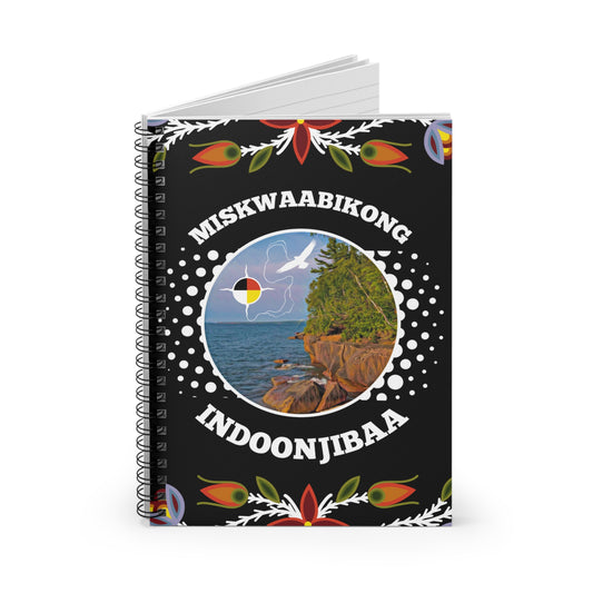 Red Cliff Shoreline & Ojibwe Florals - Spiral Notebook - Ruled Line