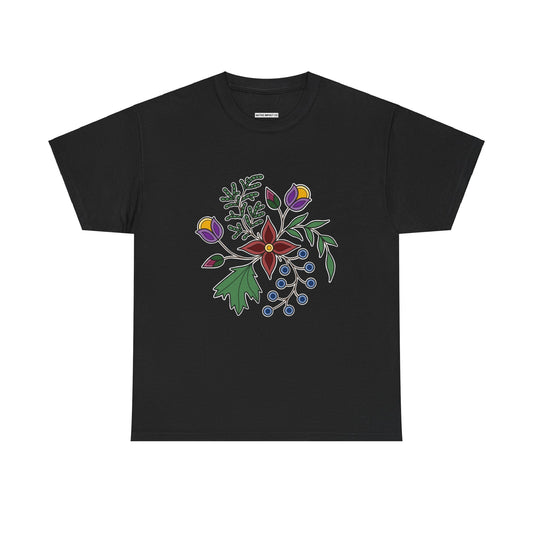 Giizhik / Cedar Ojibwe Floral Design - Unisex Gildan Heavy Cotton Tee