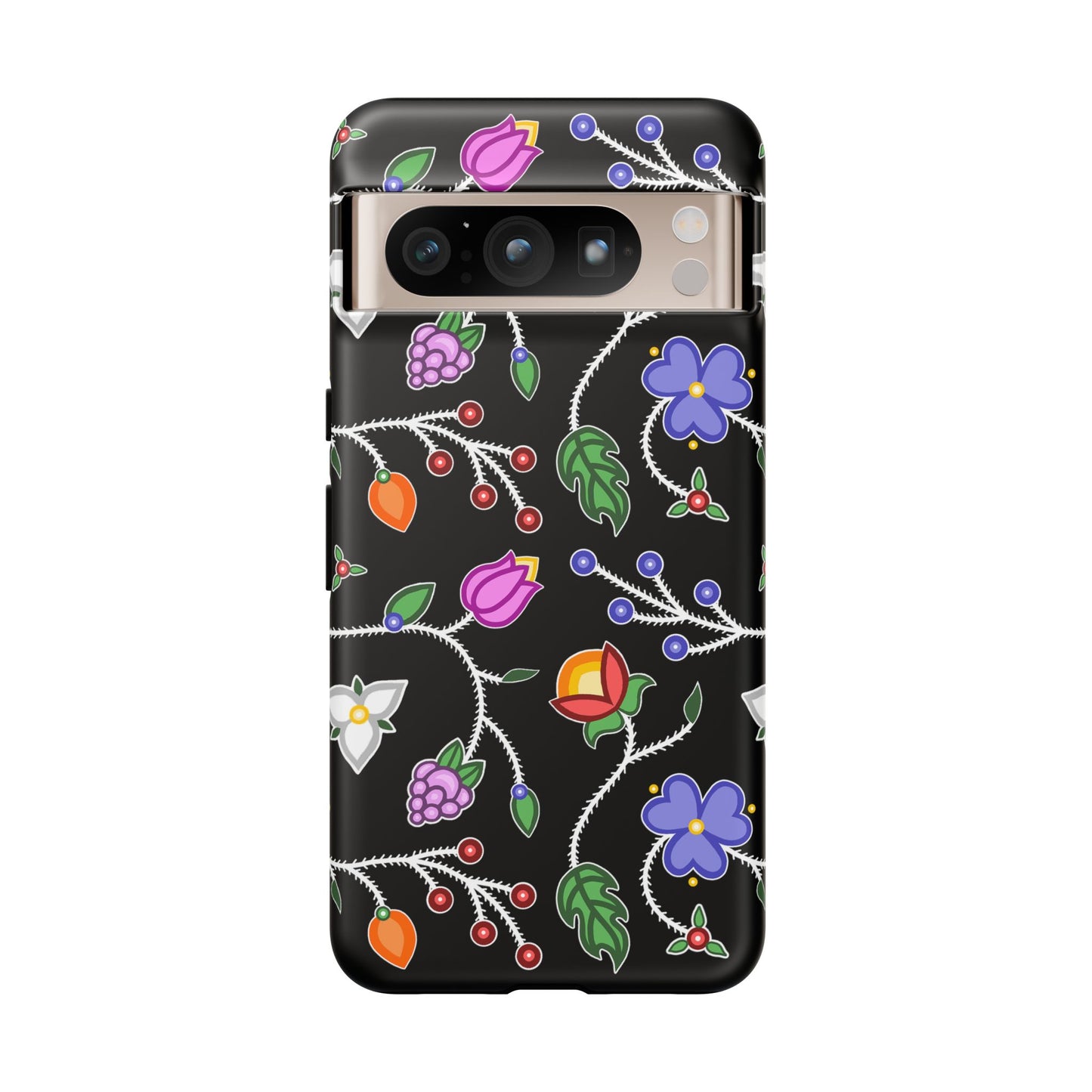 Ojibwe Floral Tough Phone Cases - Black