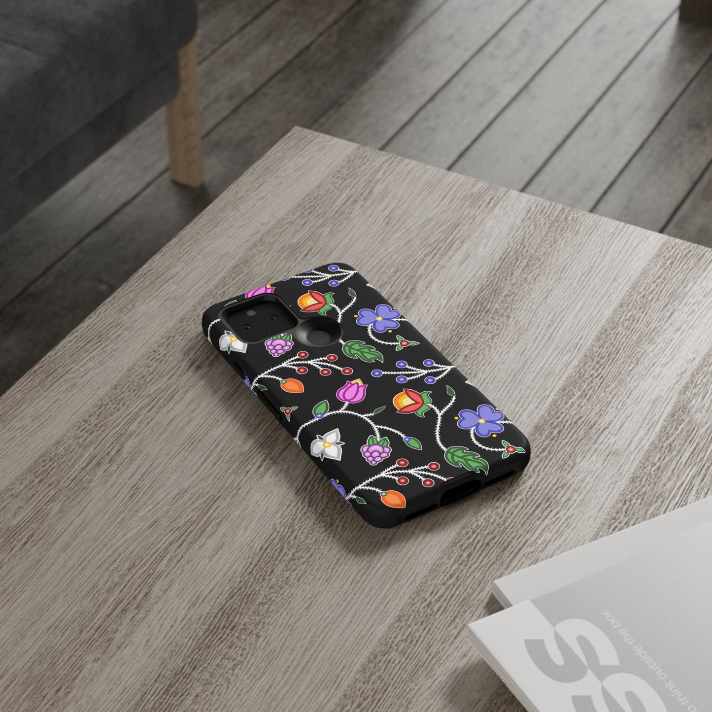 Ojibwe Floral Tough Phone Cases - Black