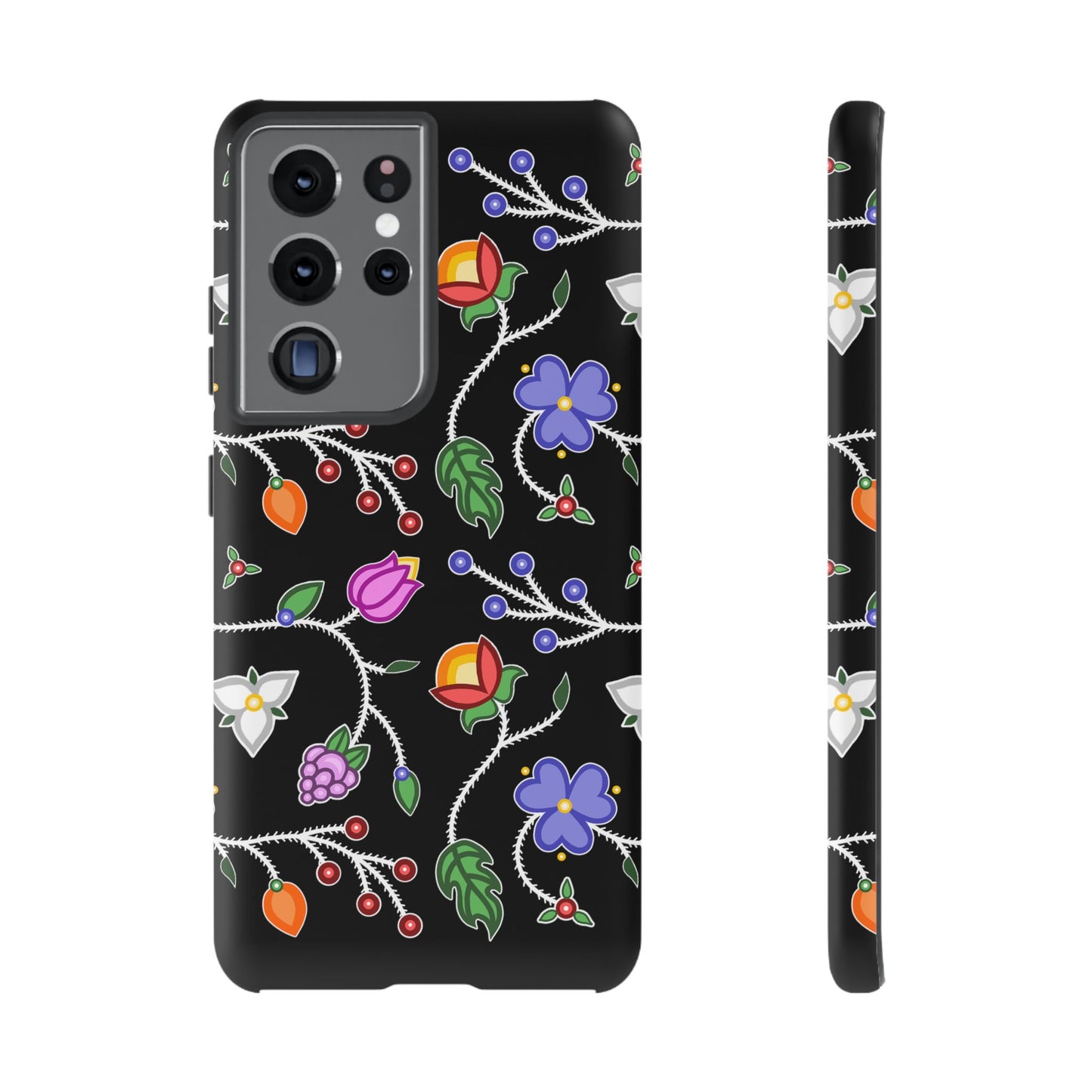 Ojibwe Floral Tough Phone Cases - Black