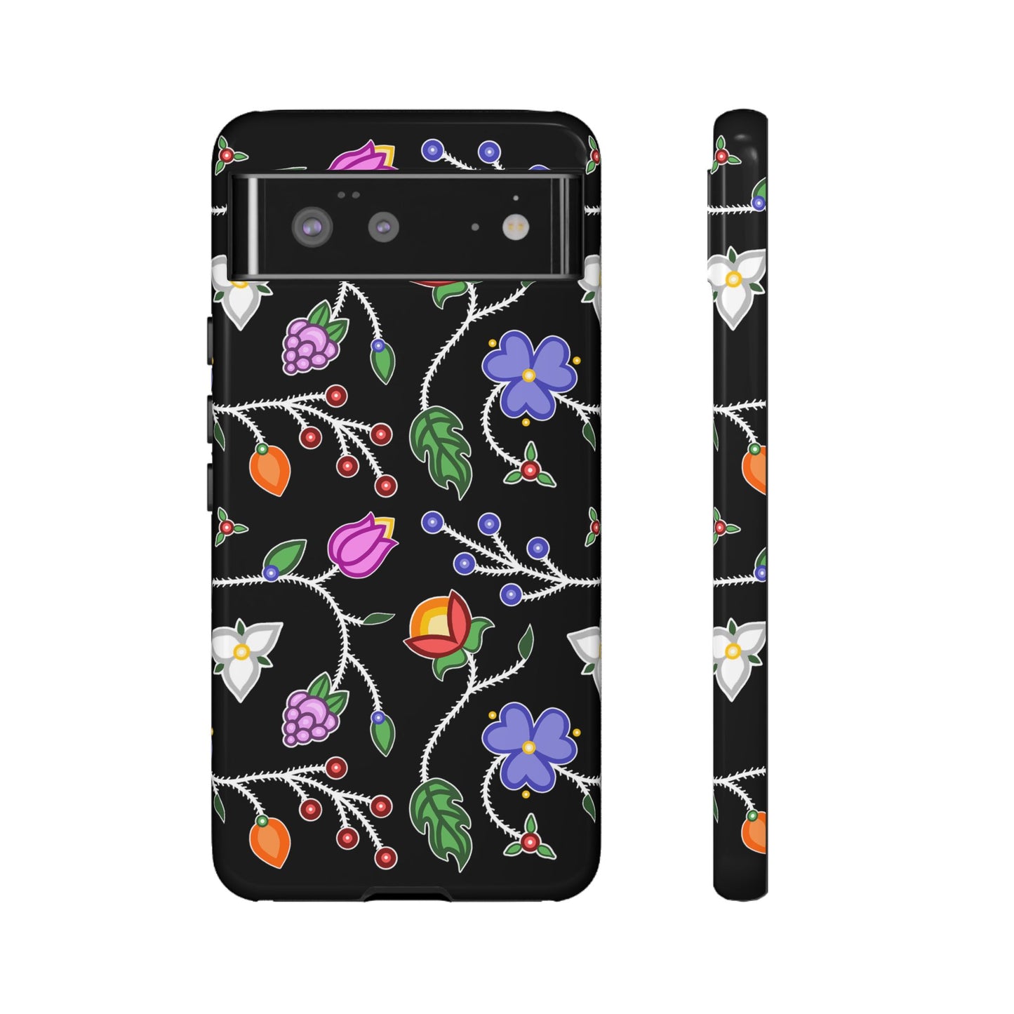 Ojibwe Floral Tough Phone Cases - Black