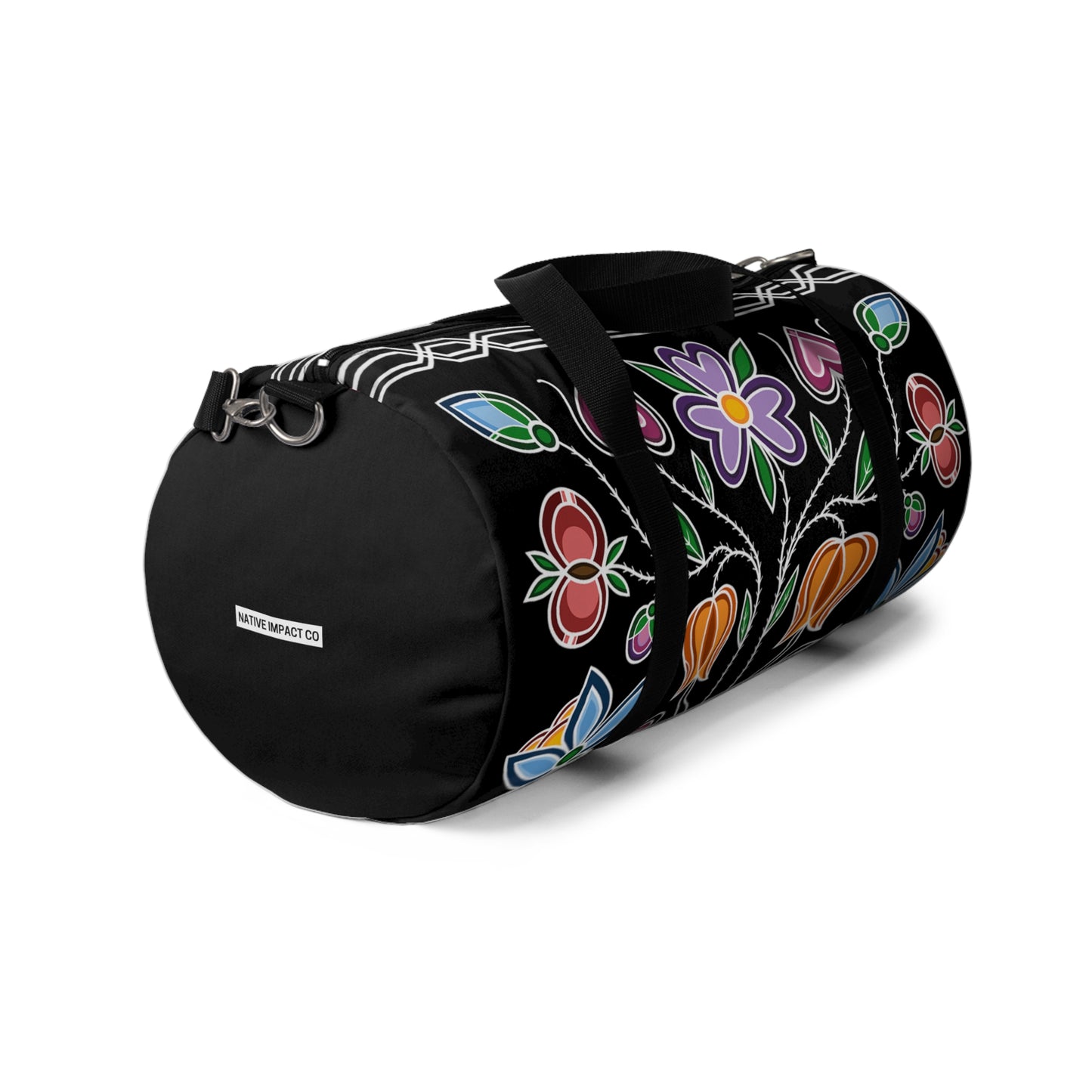 Gashkibidaagan Design - Ojibwe Floral & Otter Track Border Duffel Bag - Two Sizes