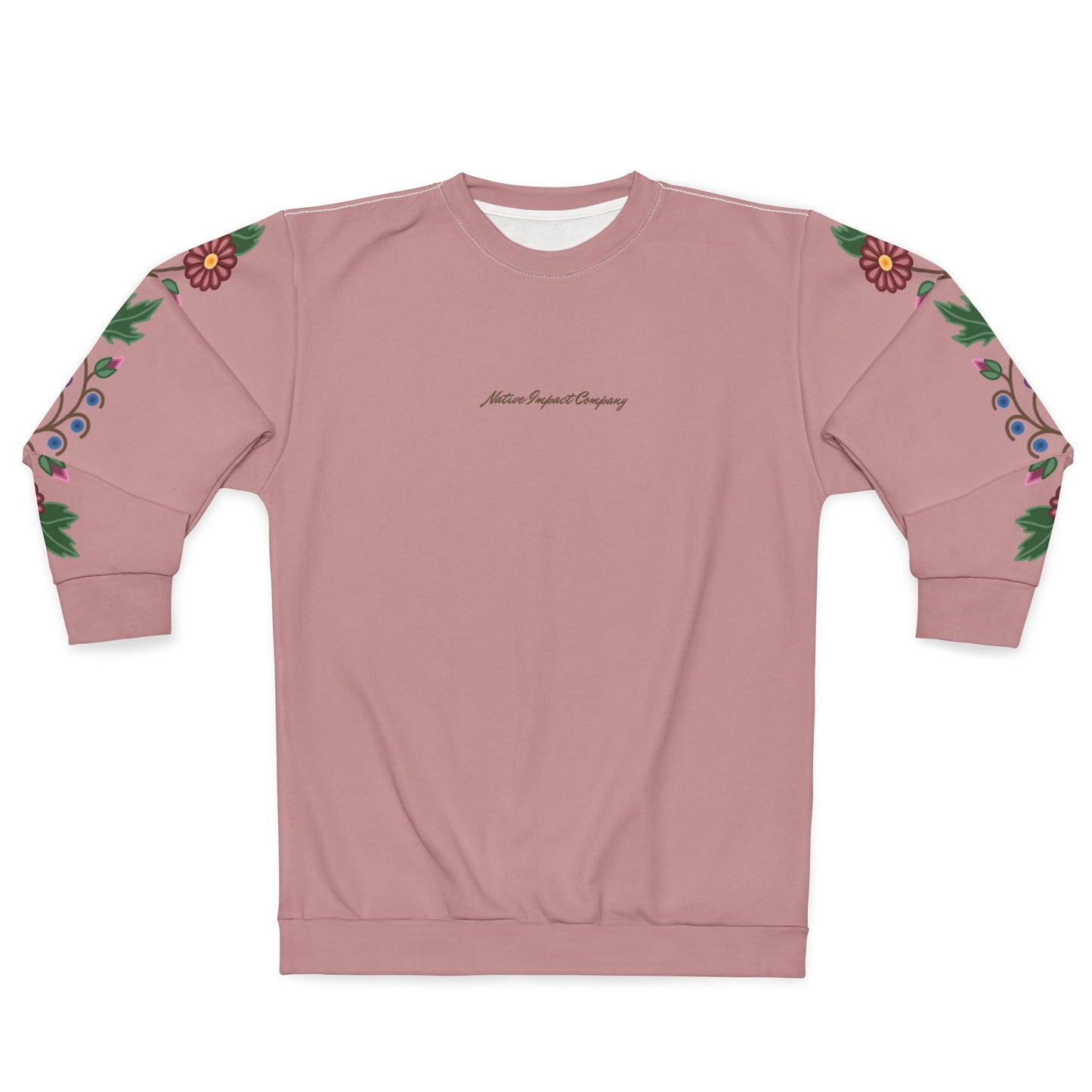 Woodland Ojibwe Floral  Sleeve Design - Unisex Sweatshirt - Dusty Rose