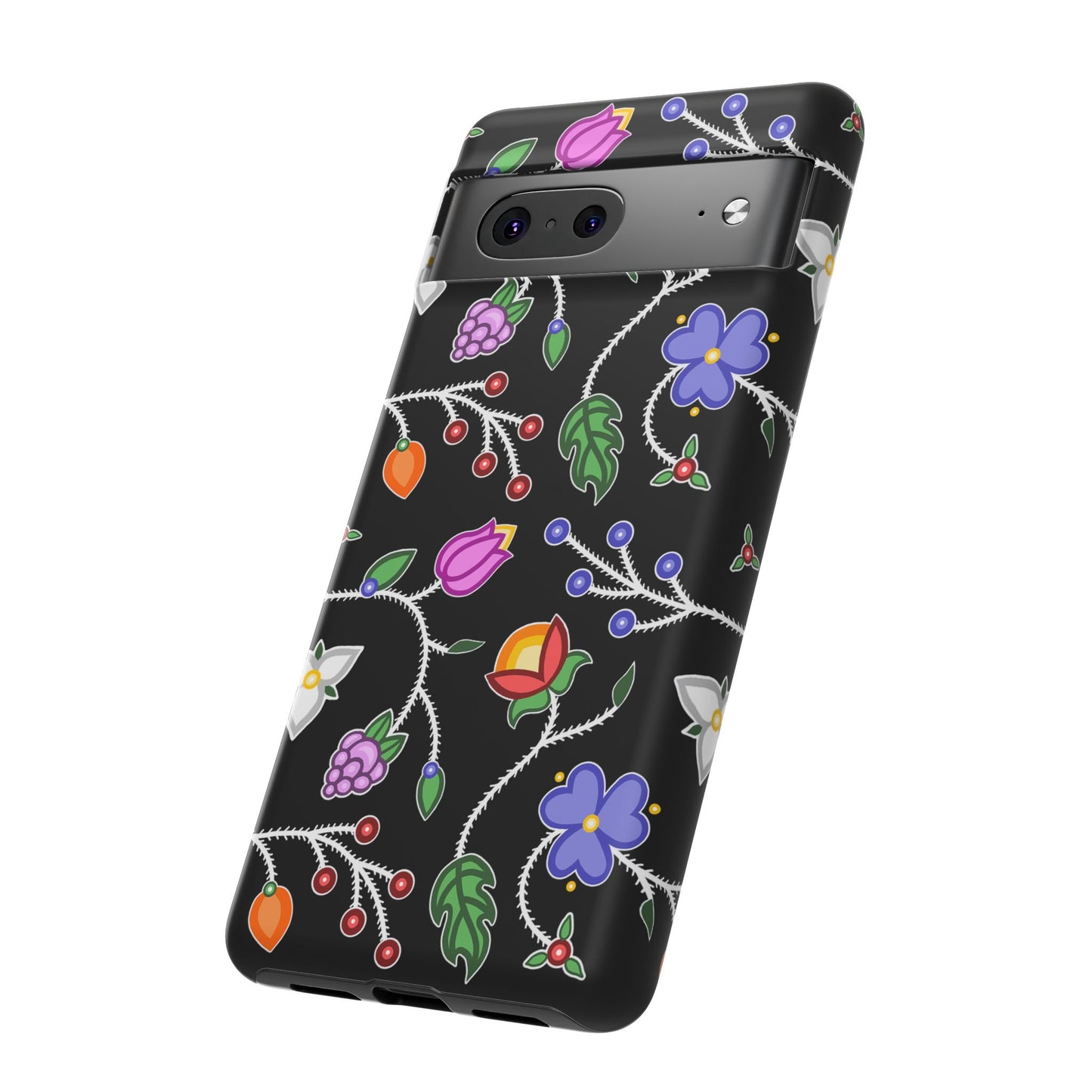 Ojibwe Floral Tough Phone Cases - Black