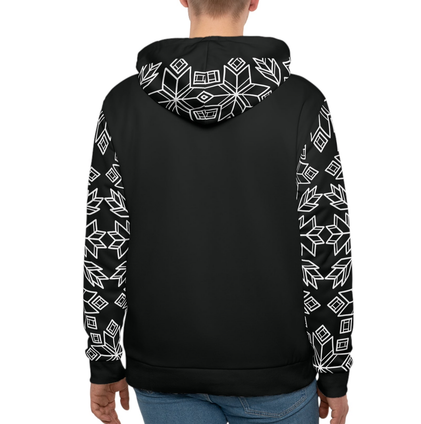 Geometric Loom Beadwork & Quillwork Inspired Sleeve & Hood Design - Unisex Hoodie