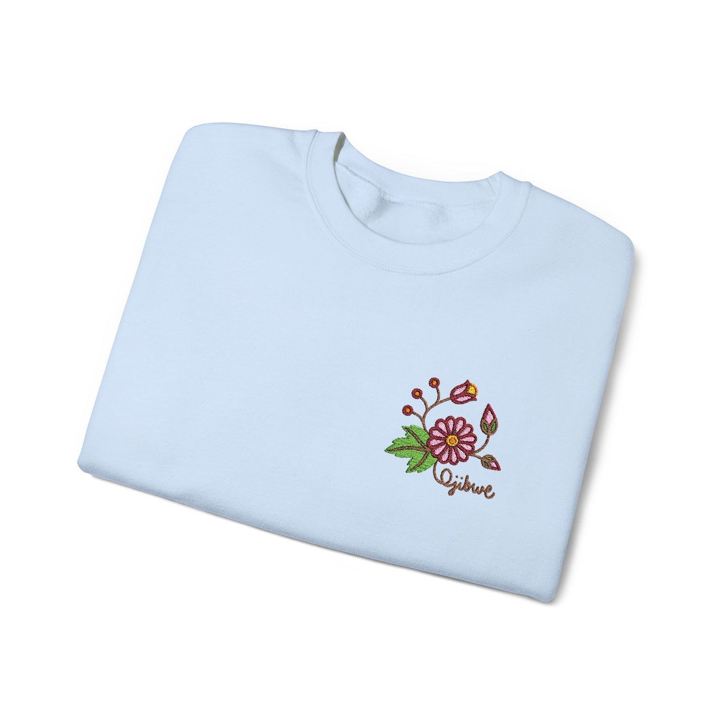 Ojibwe Pride Woodland Floral Embroidery Design - Unisex Gildan Heavy Blend™ Crewneck Sweatshirt