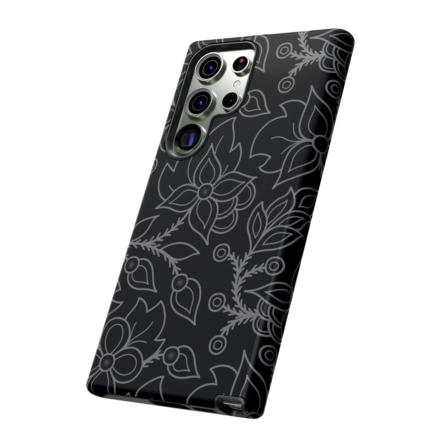 Woodland Ojibwe Floral All-Over-Print Design - Tough Phone Cases - White