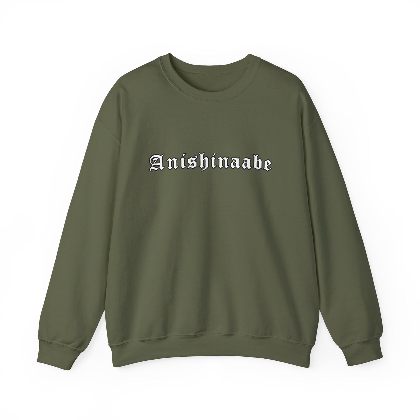 Anishinaabe Old English Text Design - Unisex Gildan Heavy Blend™ Crewneck Sweatshirt