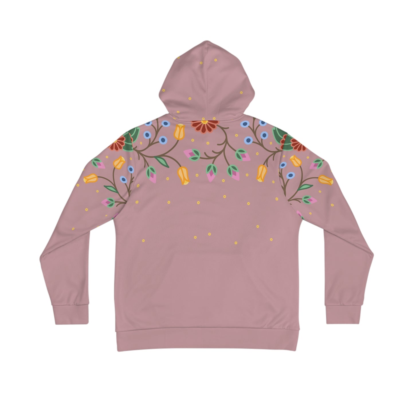 Traditional Style Ojibwe Florals & Sequins - All-Over-Print Hoodie - Dusty Rose