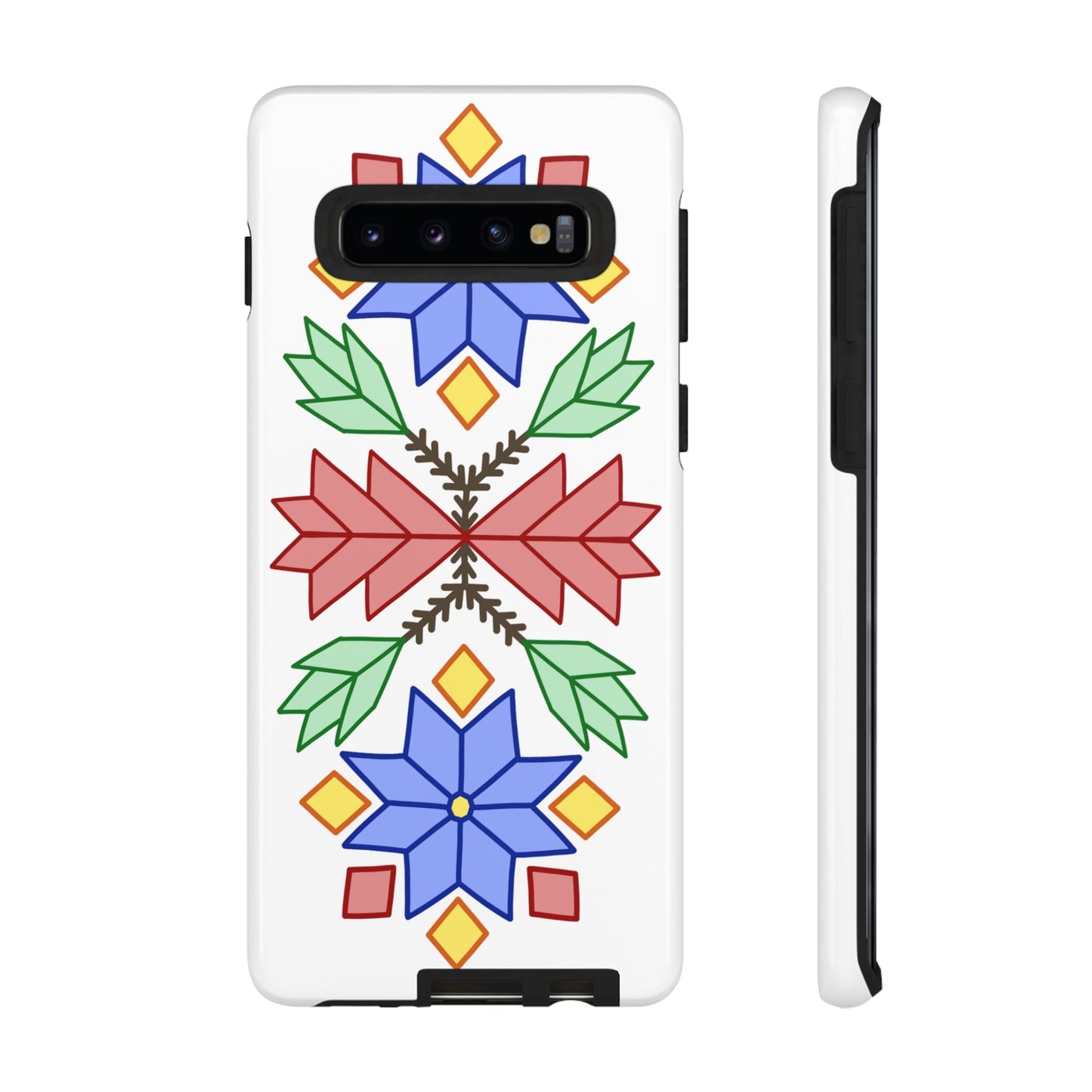 Geometric Ojibwe Floral Tough Phone Cases - White