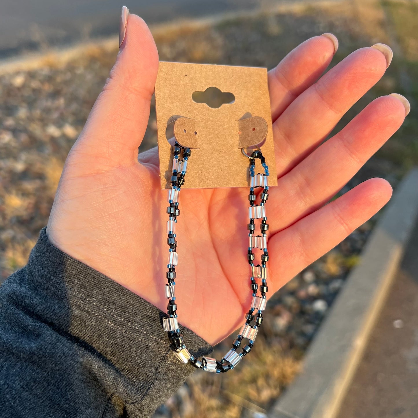 Beaded Bracelet - Black & Silver