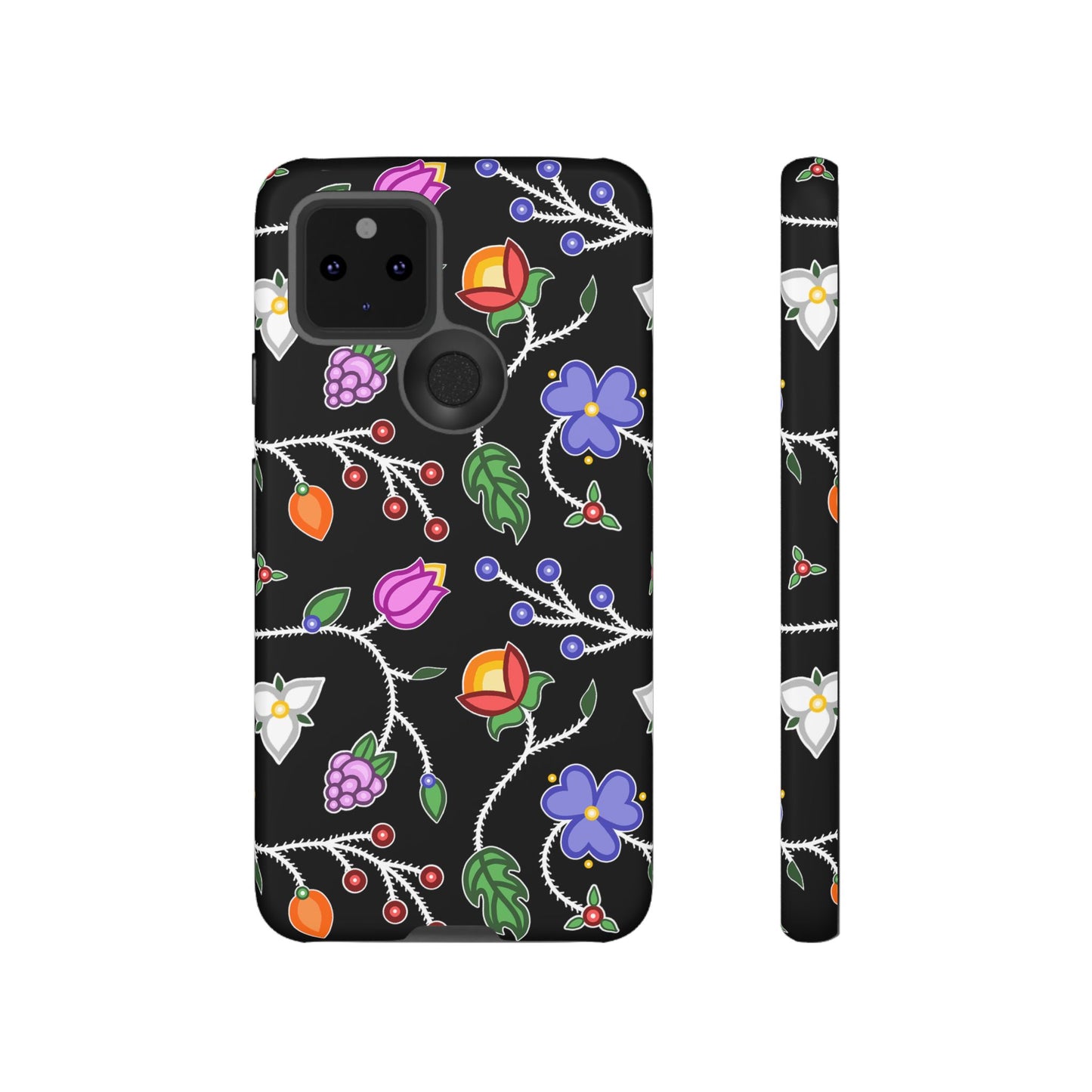 Ojibwe Floral Tough Phone Cases - Black