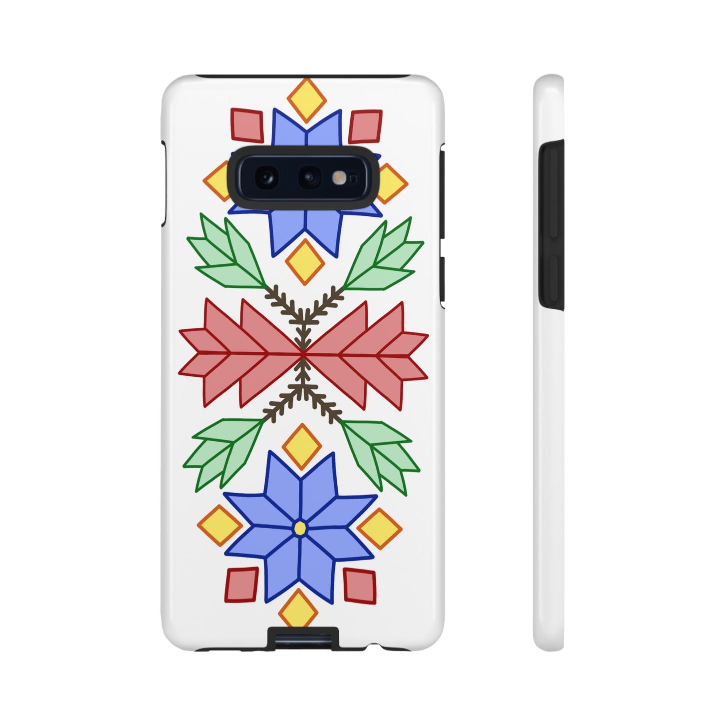 Geometric Ojibwe Floral Tough Phone Cases - White