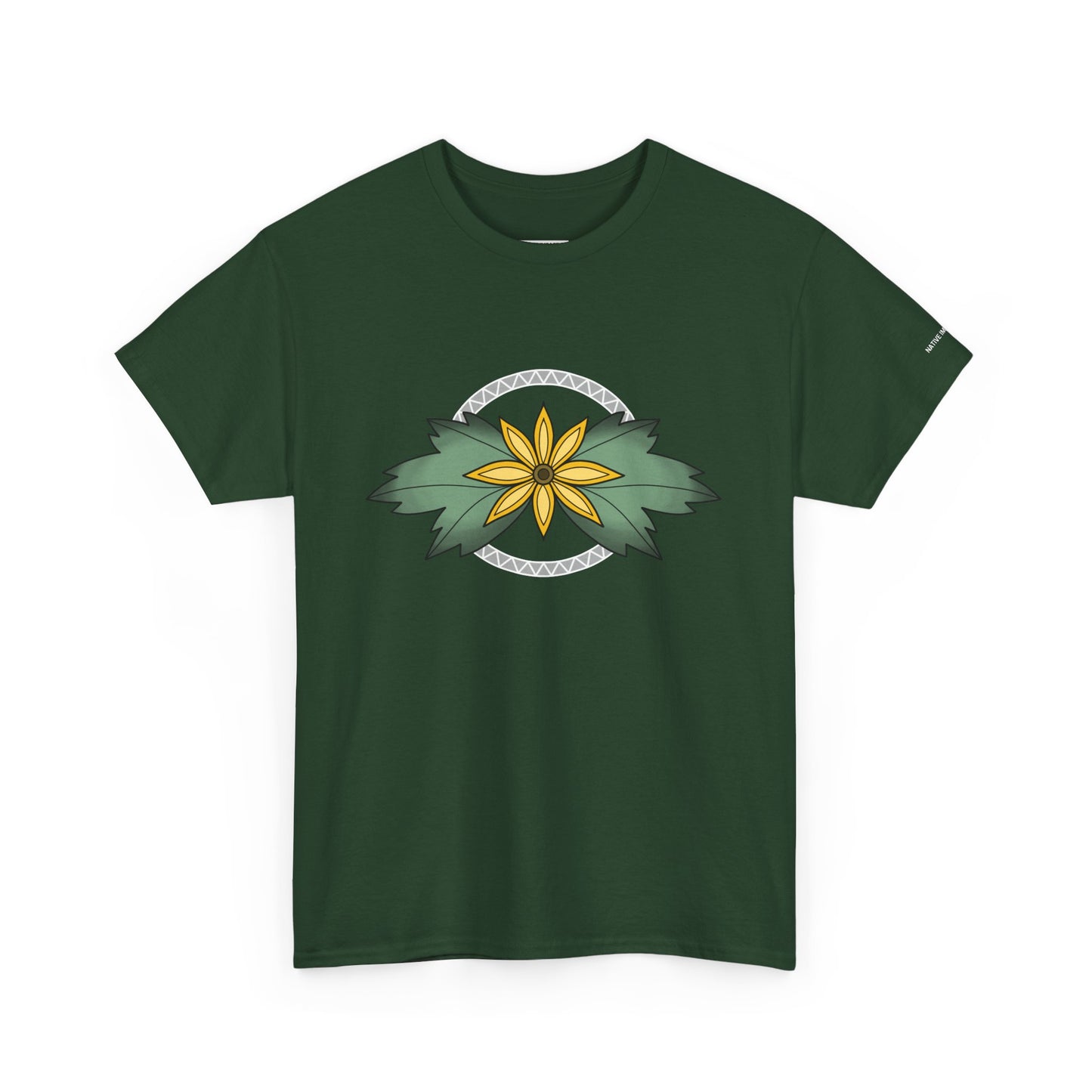 Ojibwe Floral Sunflower Chest Design - Unisex Gildan Heavy Cotton Tee