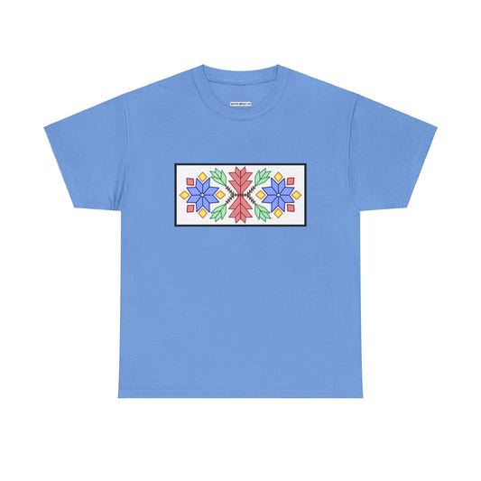 Loom Beadwork Inspired Geometric Ojibwe Floral Design - Unisex Gildan Heavy Cotton Tee