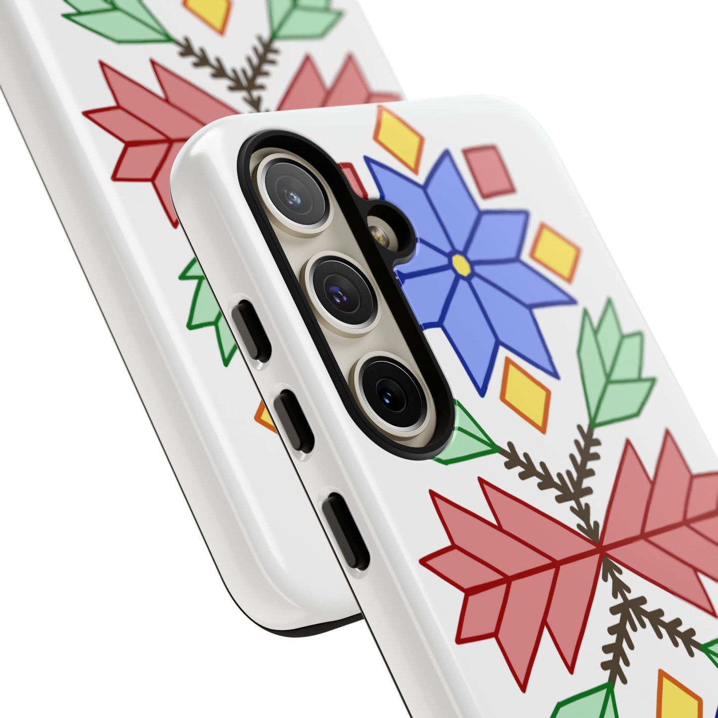 Geometric Ojibwe Floral Tough Phone Cases - White