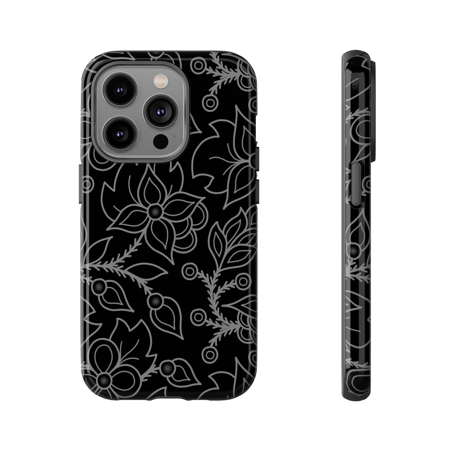 Woodland Ojibwe Floral All-Over-Print Design - Tough Phone Cases - White