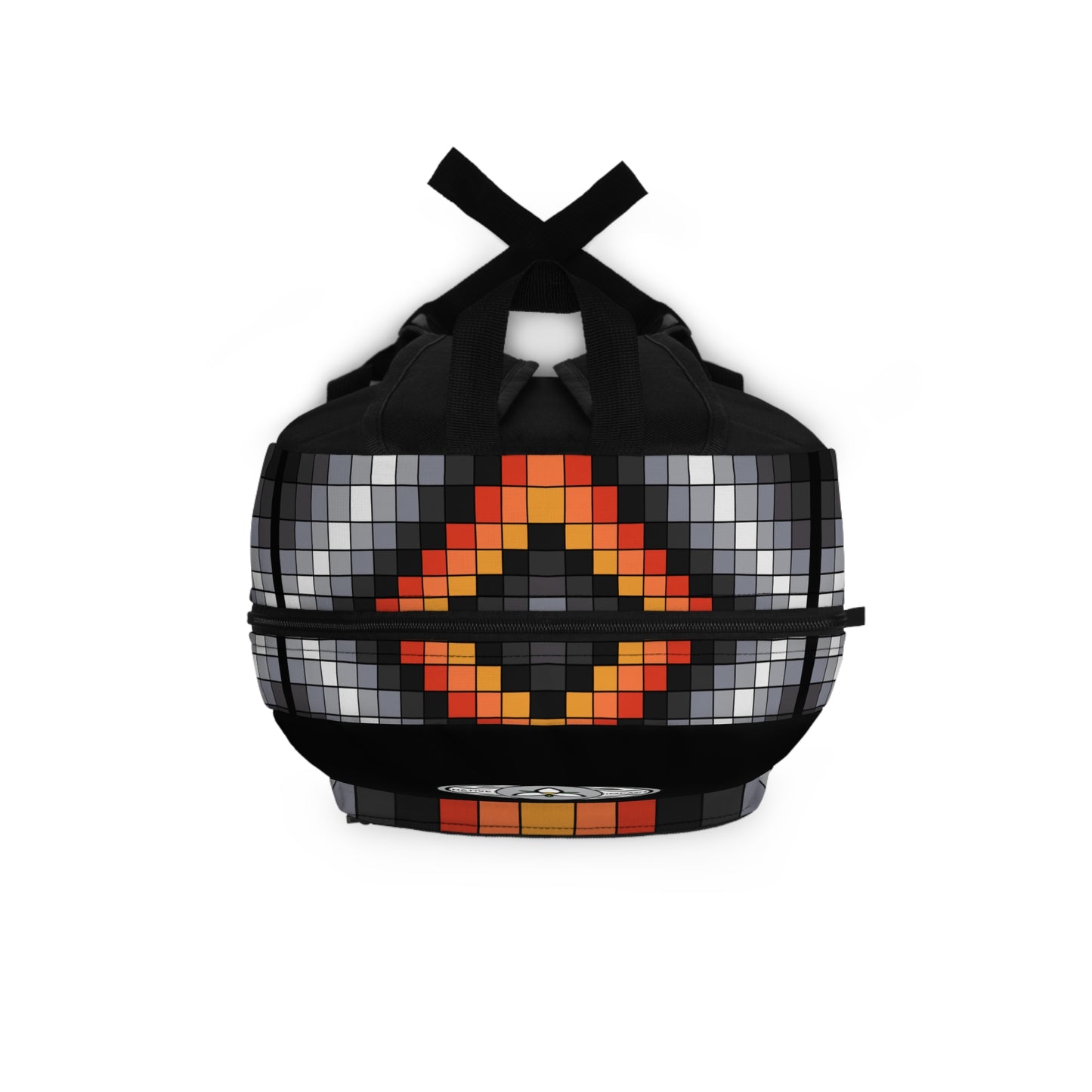 Faux Loom Beadwork Geometric Design - Black Backpack - Black & Fire Colors