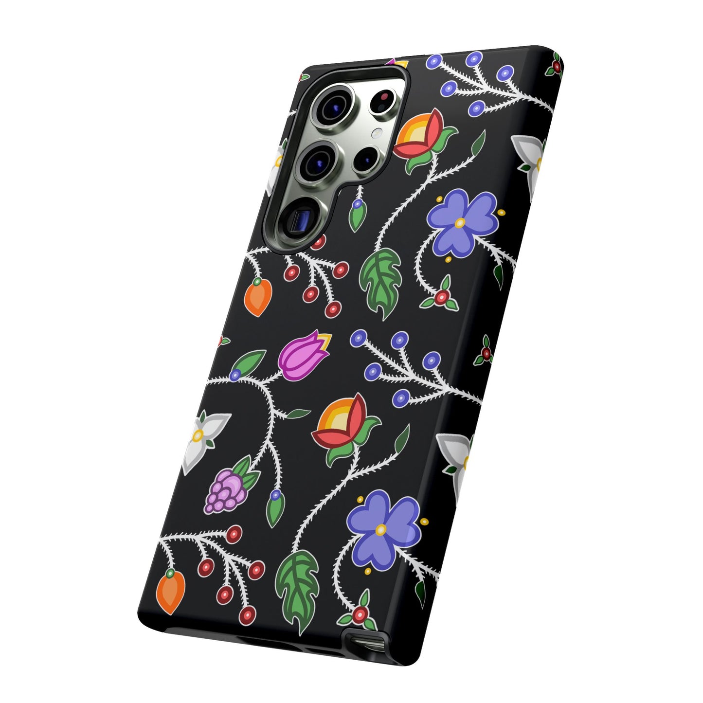 Ojibwe Floral Tough Phone Cases - Black