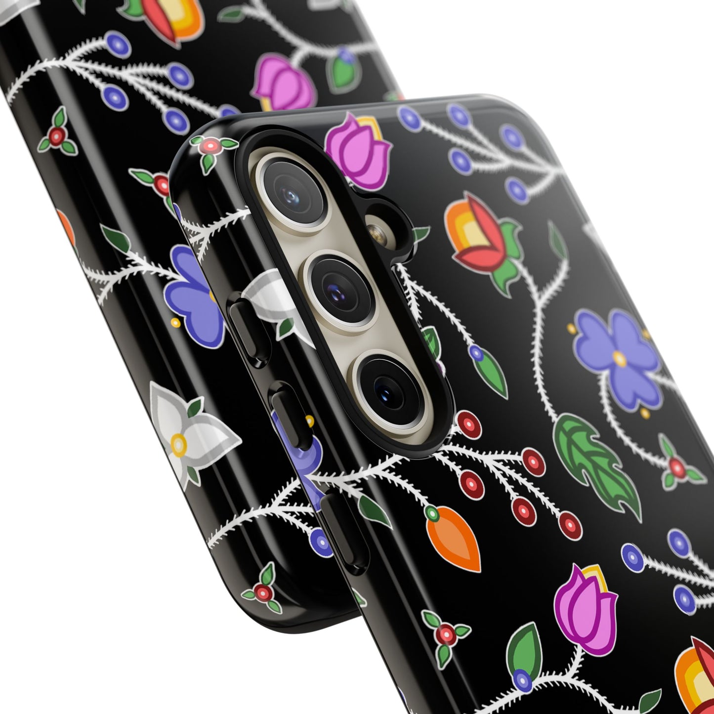 Ojibwe Floral Tough Phone Cases - Black