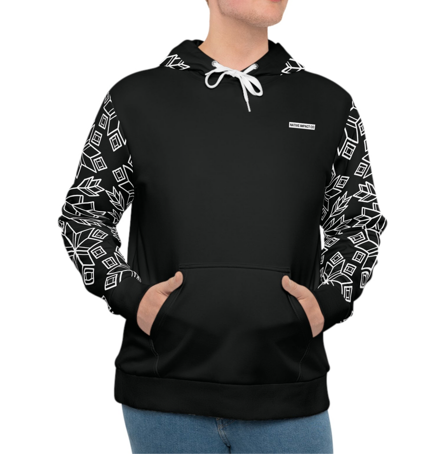 Geometric Loom Beadwork & Quillwork Inspired Sleeve & Hood Design - Unisex Hoodie