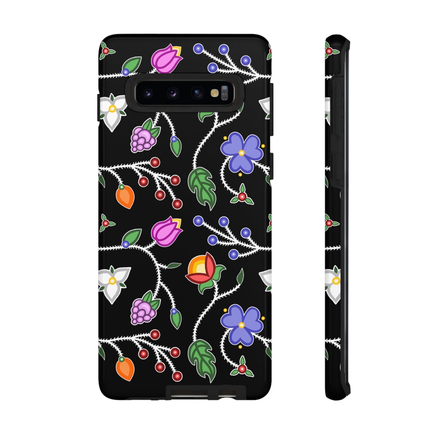 Ojibwe Floral Tough Phone Cases - Black