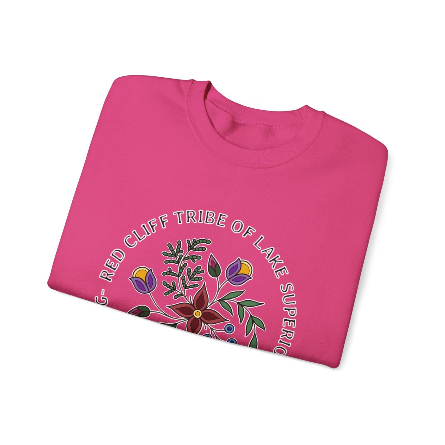 Red Cliff Tribe of Lake Superior Ojibwe Floral Design - Unisex Heavy Blend™ Crewneck Sweatshirt