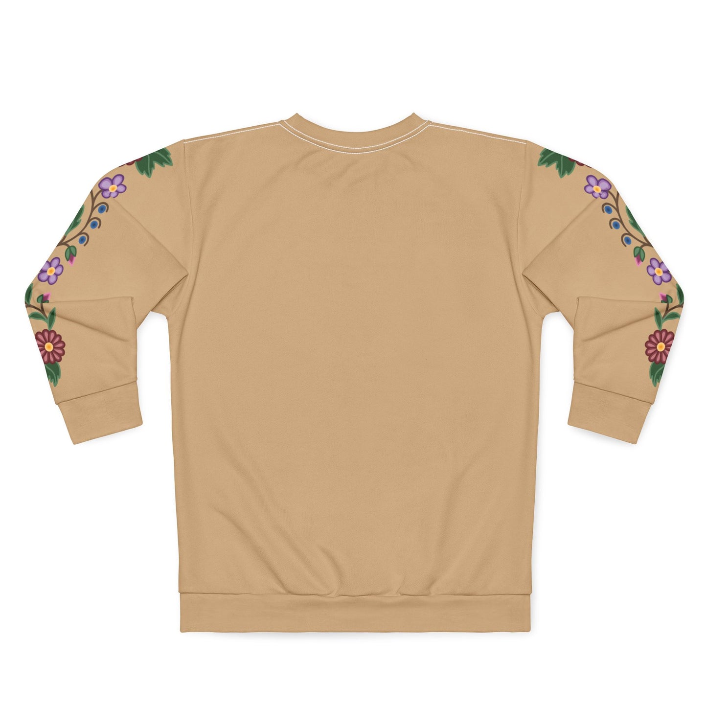 Woodland Ojibwe Floral  Sleeve Design - Unisex Sweatshirt - Beige