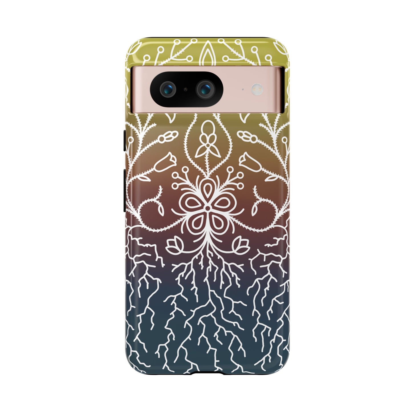 Sunset Ojibwe Floral Print Tough Phone Cases - Black