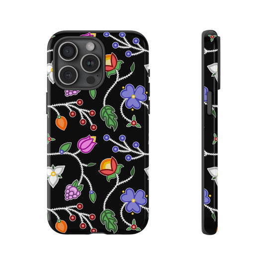 Ojibwe Floral Tough Phone Cases - Black