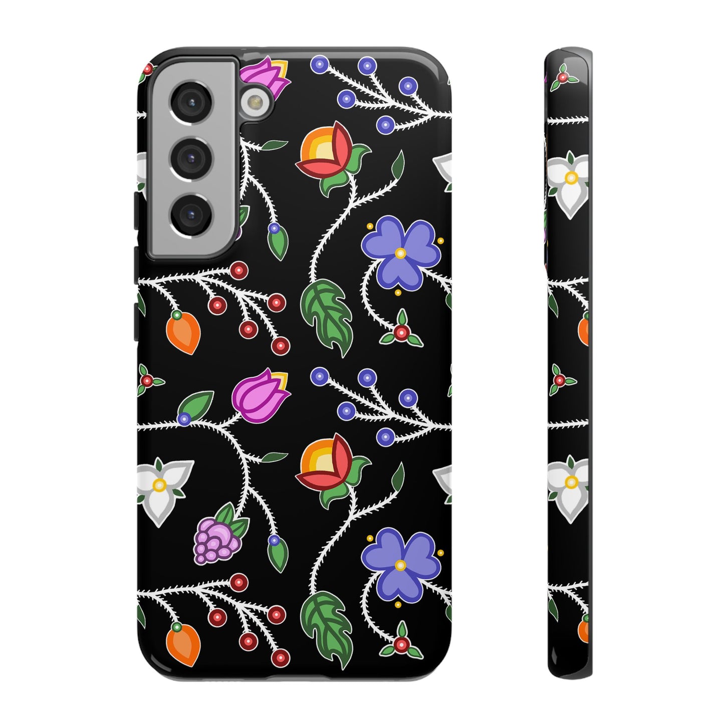 Ojibwe Floral Tough Phone Cases - Black