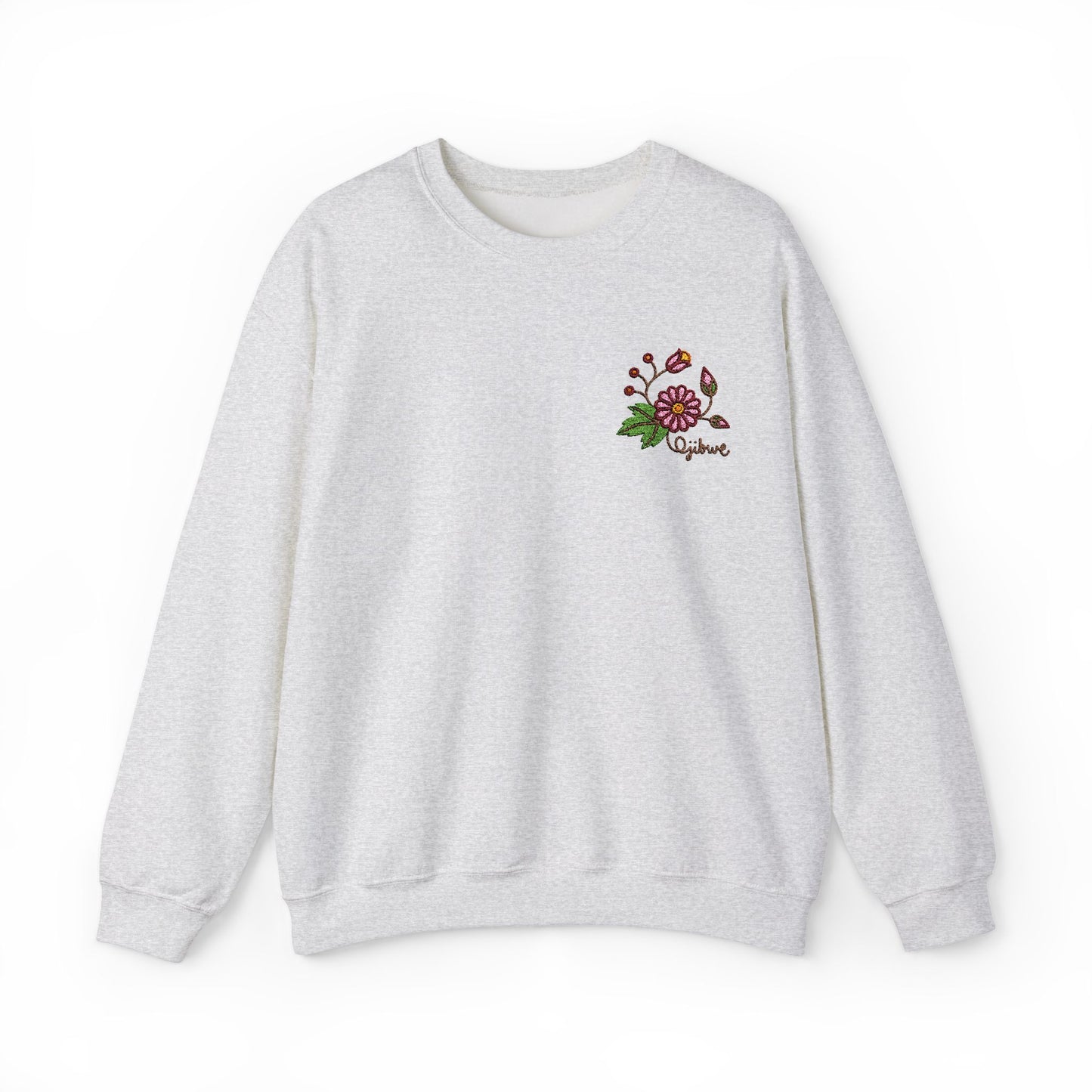 Ojibwe Pride Woodland Floral Embroidery Design - Unisex Gildan Heavy Blend™ Crewneck Sweatshirt