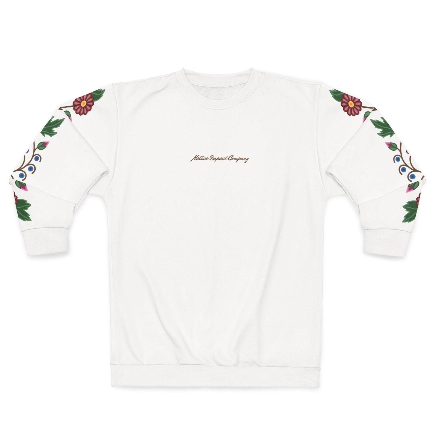 Woodland Ojibwe Floral  Sleeve Design - Unisex Sweatshirt - White