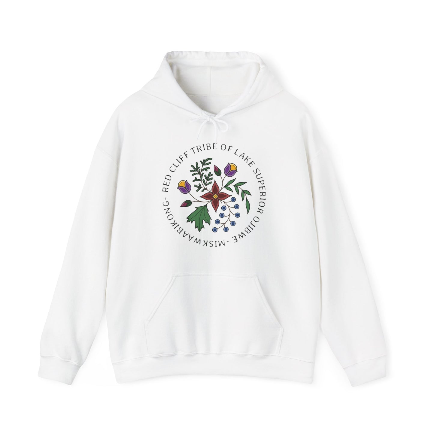 Red Cliff Tribe of Lake Superior Ojibwe Floral Design - Unisex Heavy Blend™ Hooded Sweatshirt