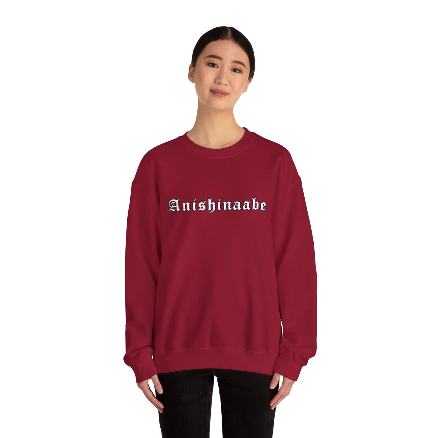 Anishinaabe Old English Text Design - Unisex Gildan Heavy Blend™ Crewneck Sweatshirt