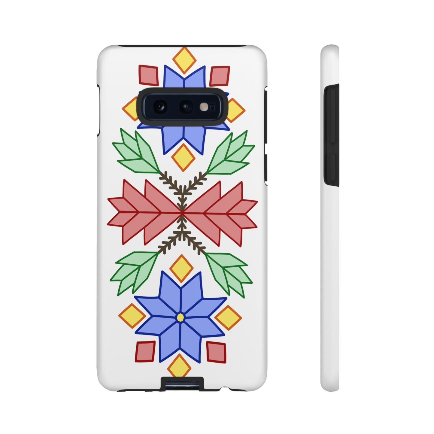 Geometric Ojibwe Floral Tough Phone Cases - White