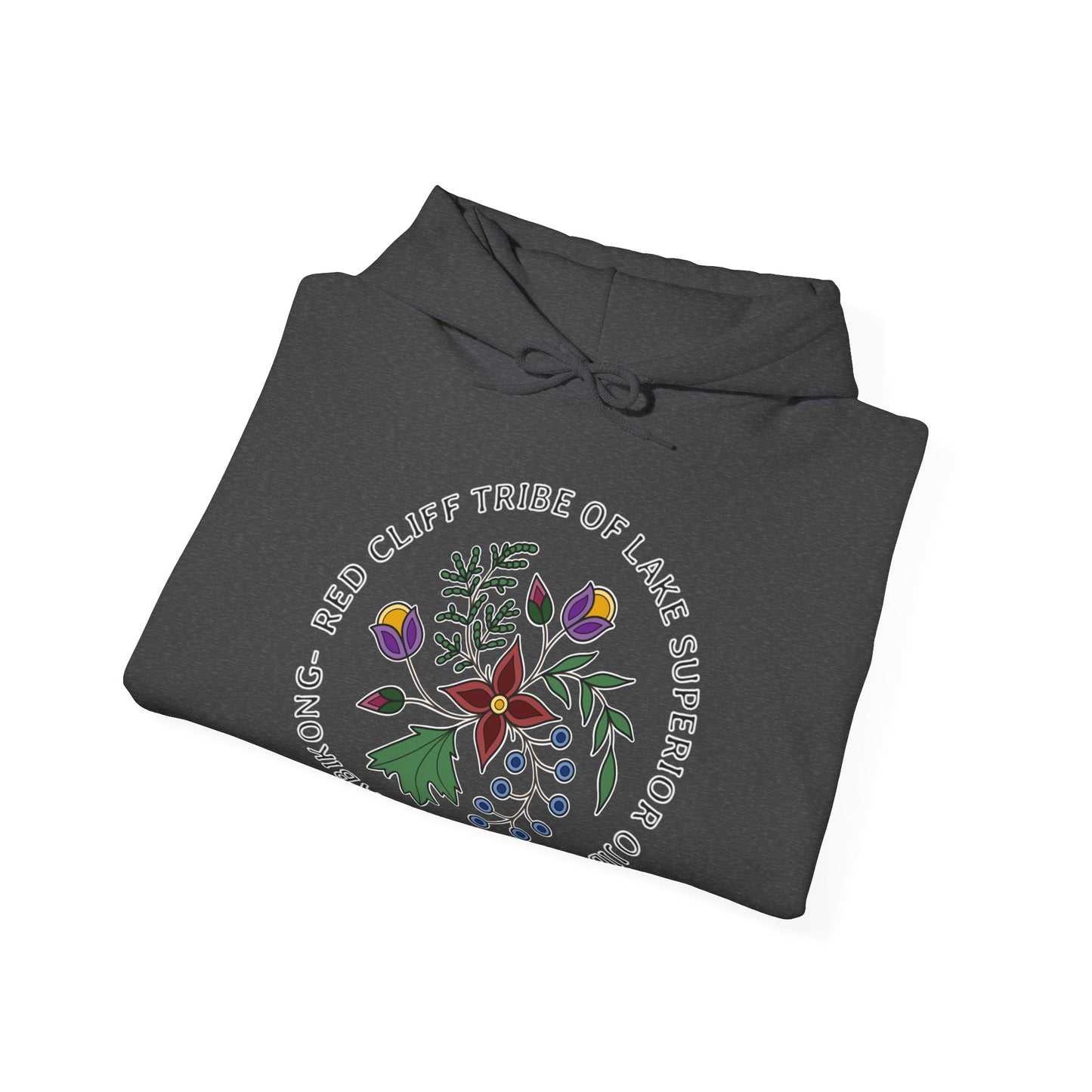 Red Cliff Tribe of Lake Superior Ojibwe Floral Design - Unisex Heavy Blend™ Hooded Sweatshirt