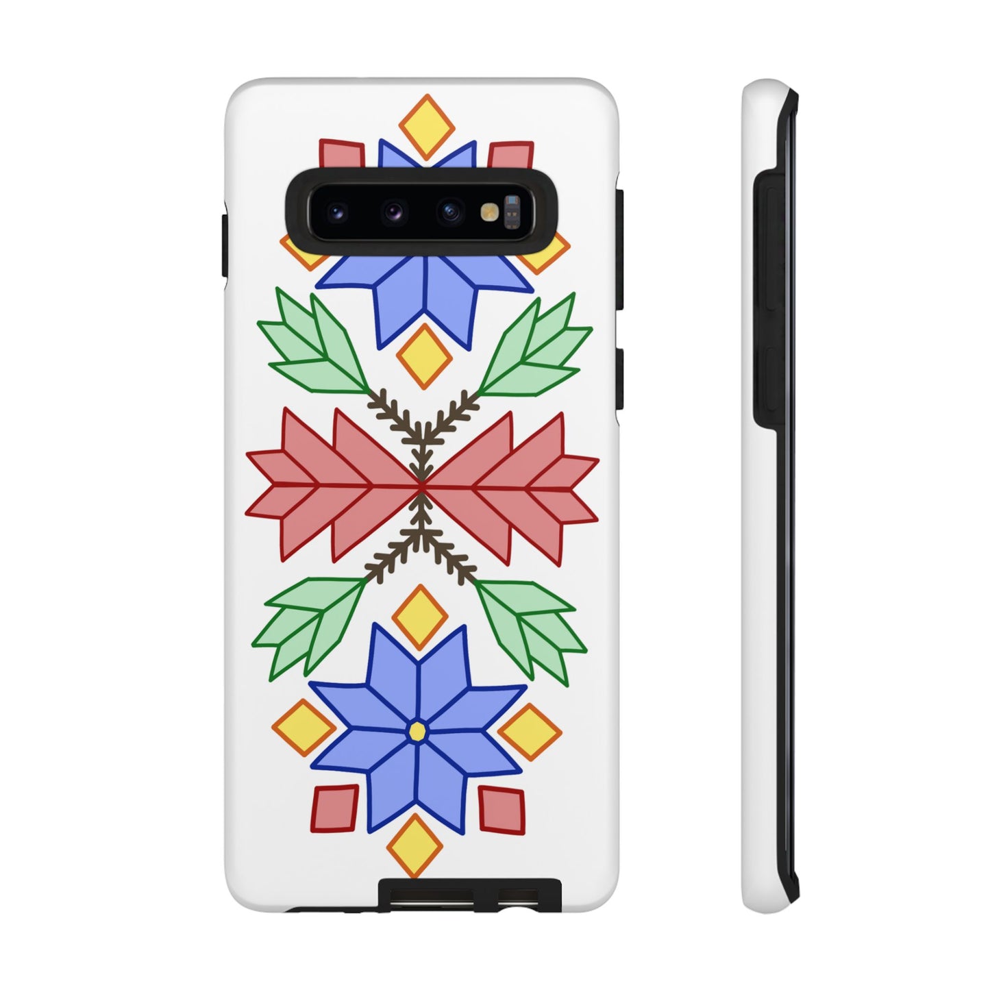 Geometric Ojibwe Floral Tough Phone Cases - White