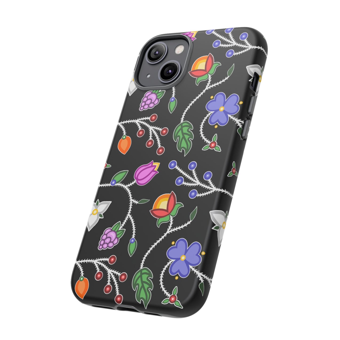 Ojibwe Floral Tough Phone Cases - Black