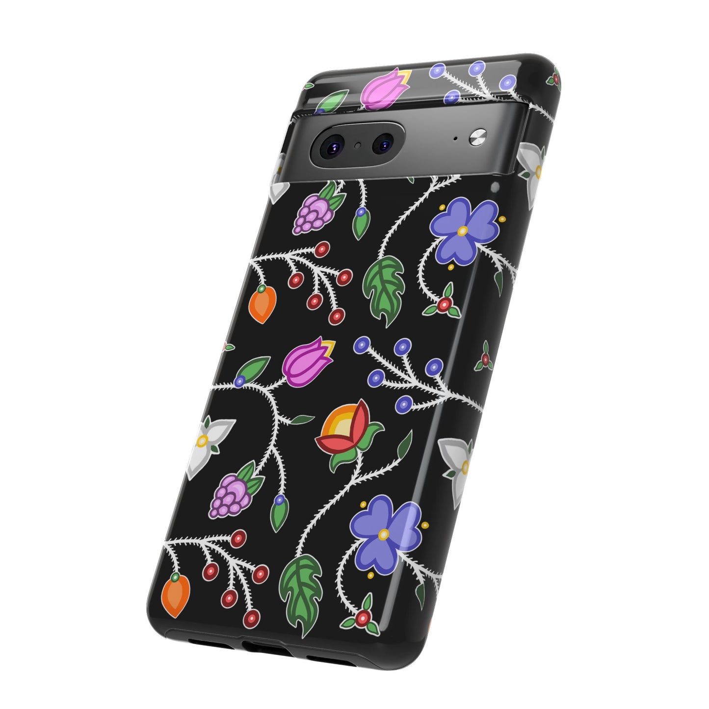 Ojibwe Floral Tough Phone Cases - Black