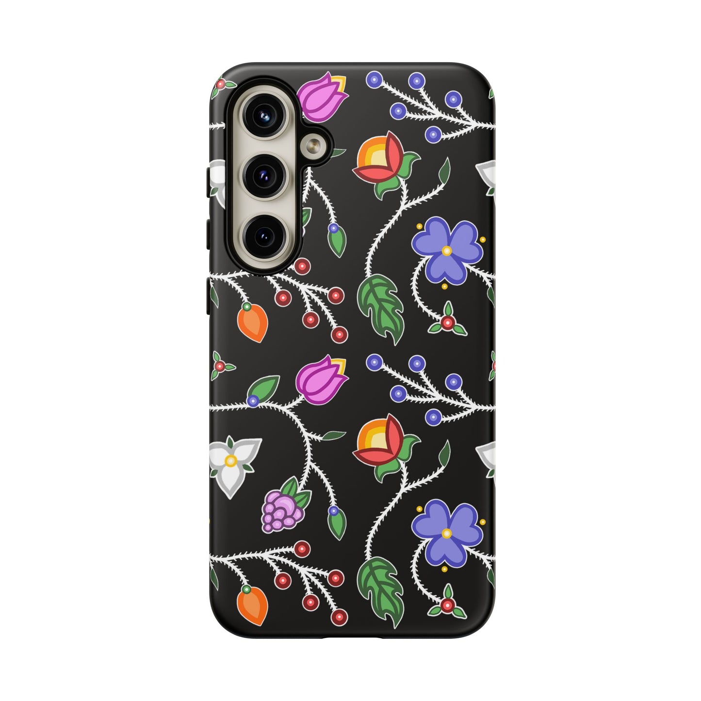 Ojibwe Floral Tough Phone Cases - Black