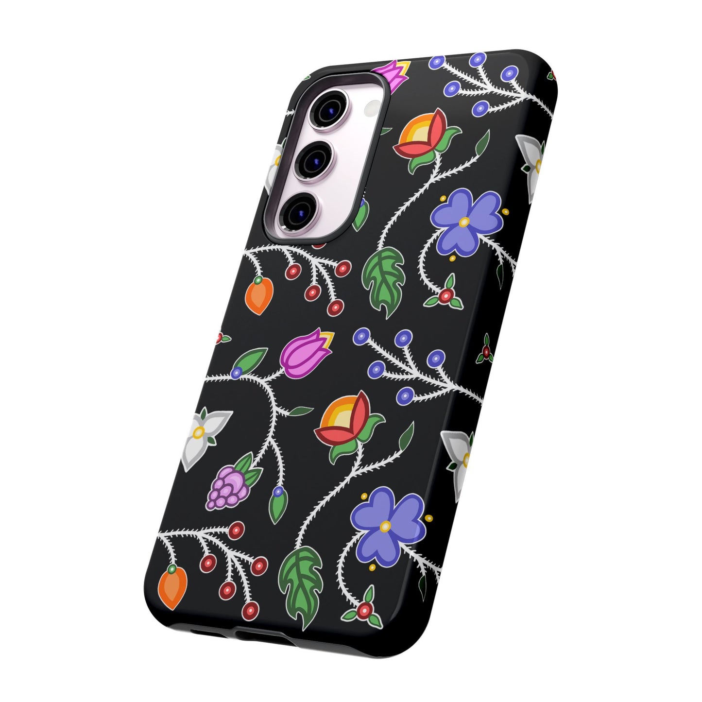 Ojibwe Floral Tough Phone Cases - Black