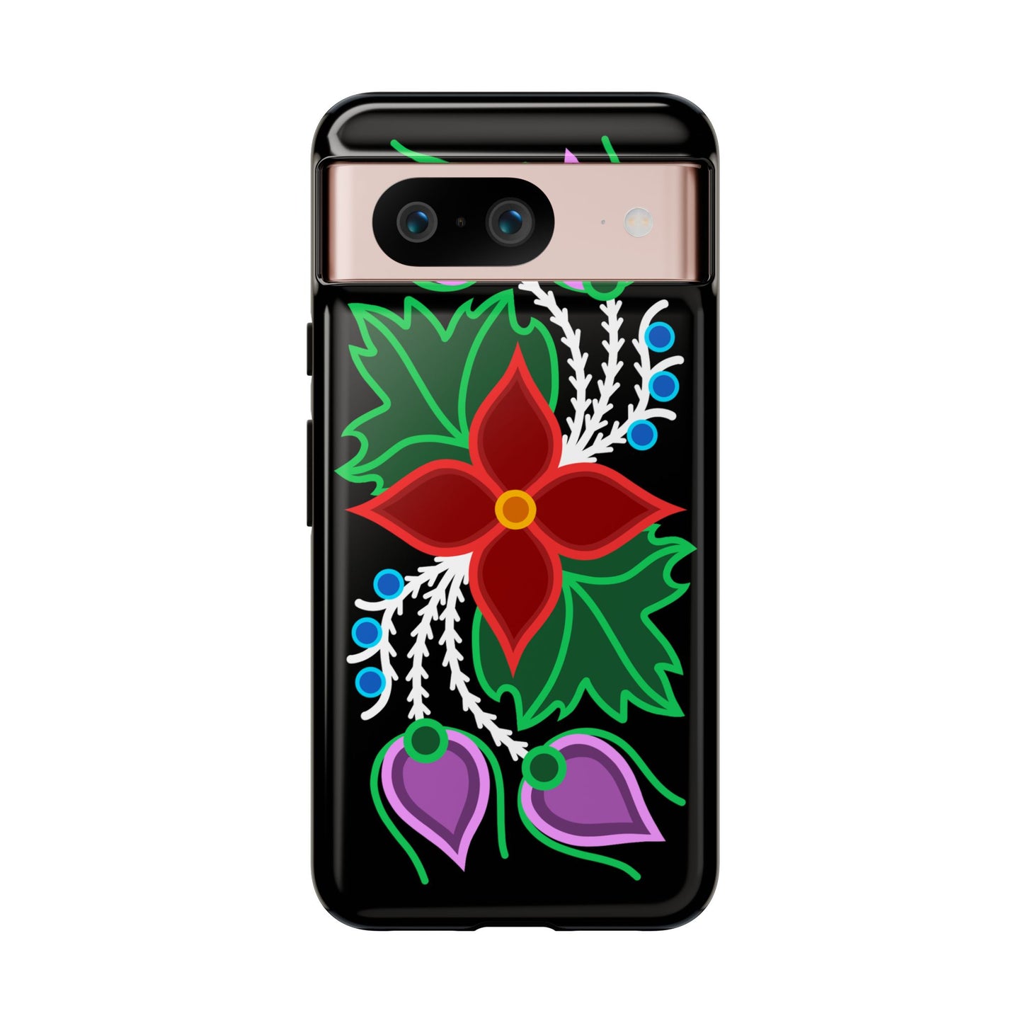 Traditional Ojibwe Floral Tough Phone Cases - Black