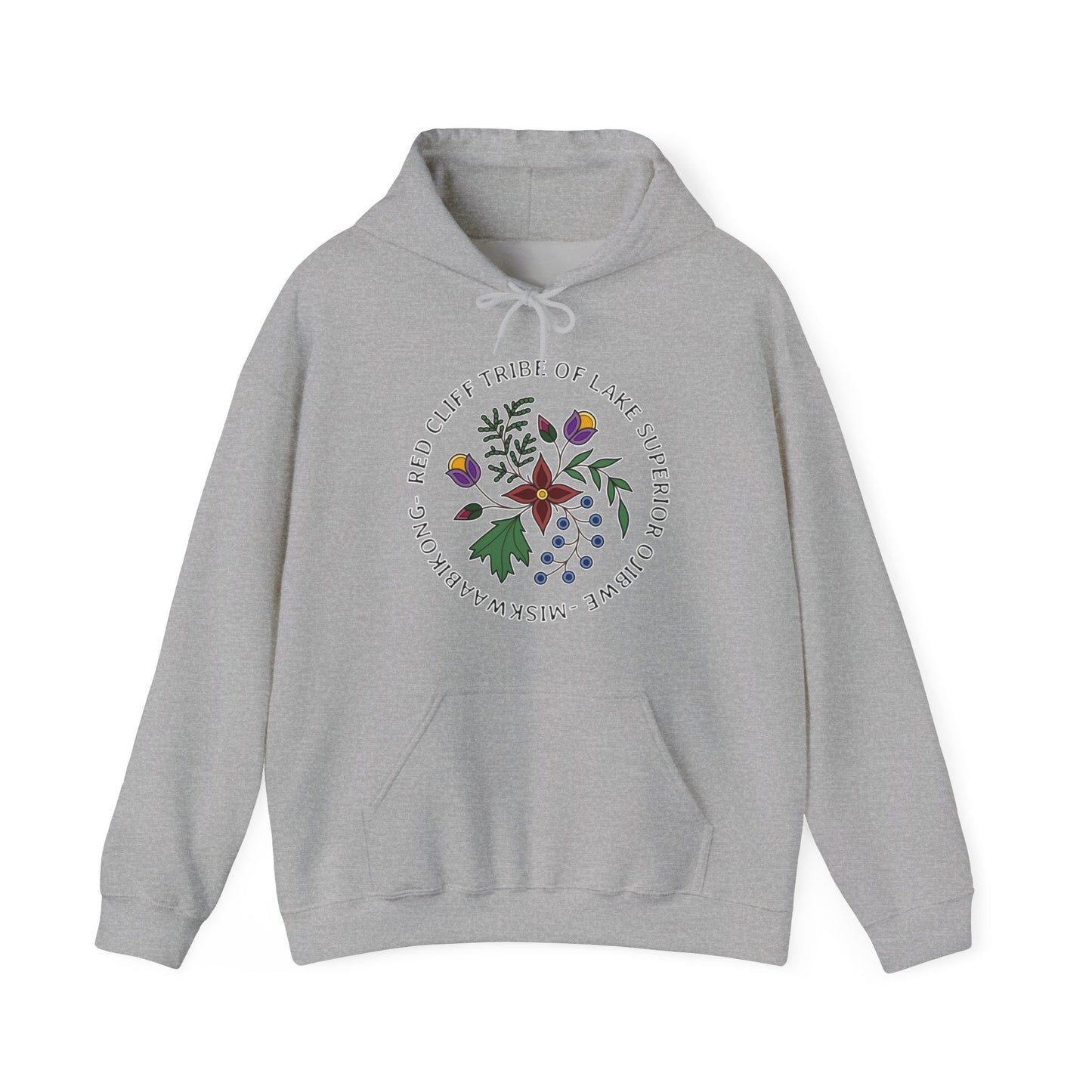 Red Cliff Tribe of Lake Superior Ojibwe Floral Design - Unisex Heavy Blend™ Hooded Sweatshirt