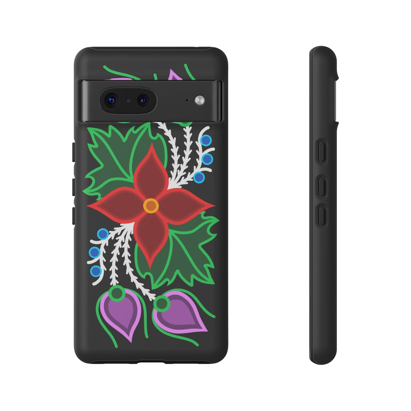 Traditional Ojibwe Floral Tough Phone Cases - Black