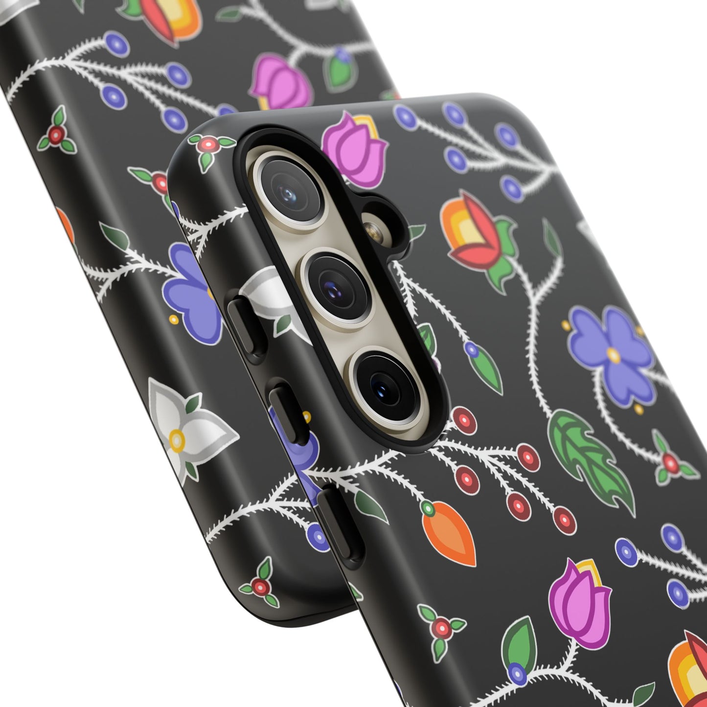 Ojibwe Floral Tough Phone Cases - Black